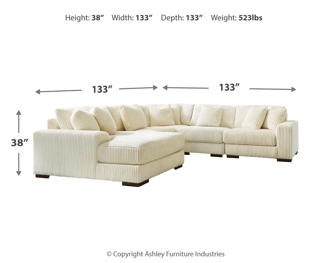 Sala Modular con Chaise Longue Lindyn 5 Piezas