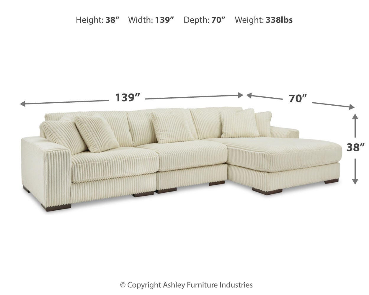 Sala Modular con Chaise Longue Lindyn 3 Piezas