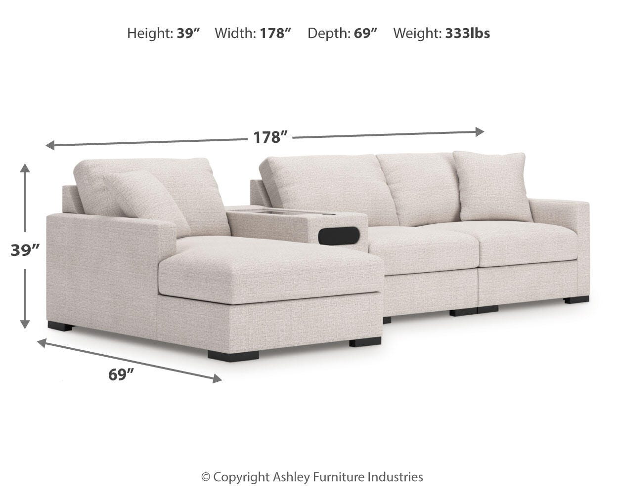 Sala Modular con Chaise Longue y Consola de Audio Omaha by Ashley 4 Piezas