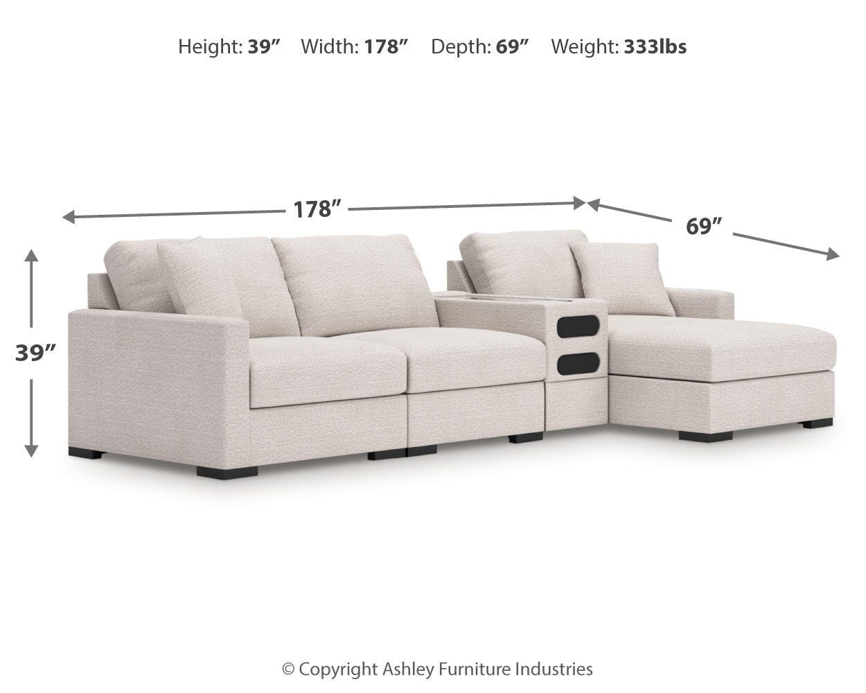 Sala Modular con Chaise Longue y Consola de Audio Omaha by Ashley 4 Piezas