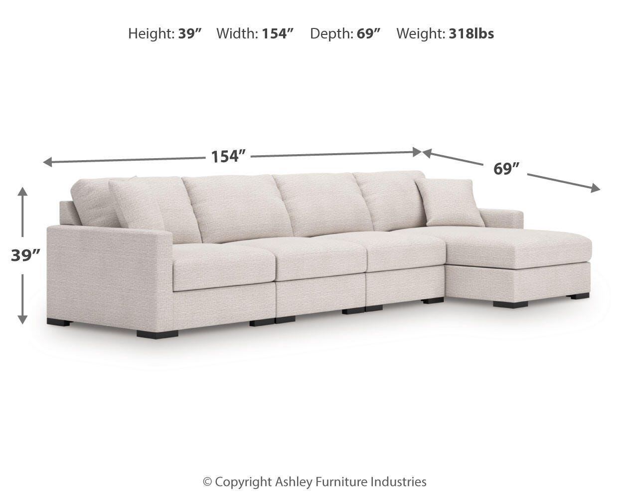 Sala Modular con Chaise Longue Omaha by Ashley 4 Piezas