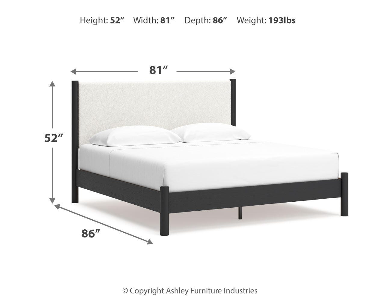 Cama de Panel Tapizada King Cadmori