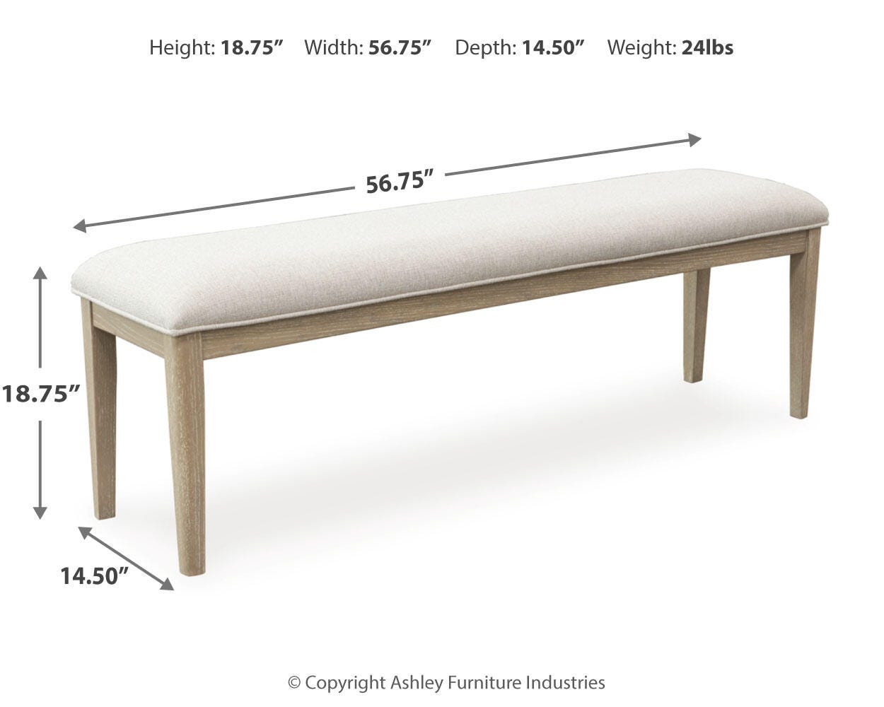 56" Tapizado Banca de Comedor Vallardia