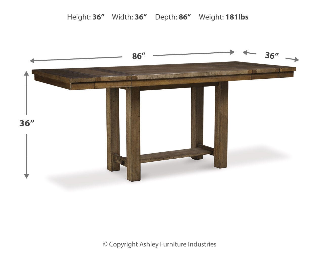 Mesa de Comedor Extensible Altura Desayunador Moriville