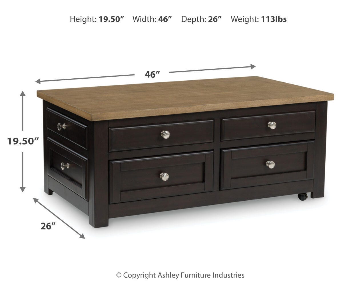 Mesa de Centro con Tapa Elevable Drazmine