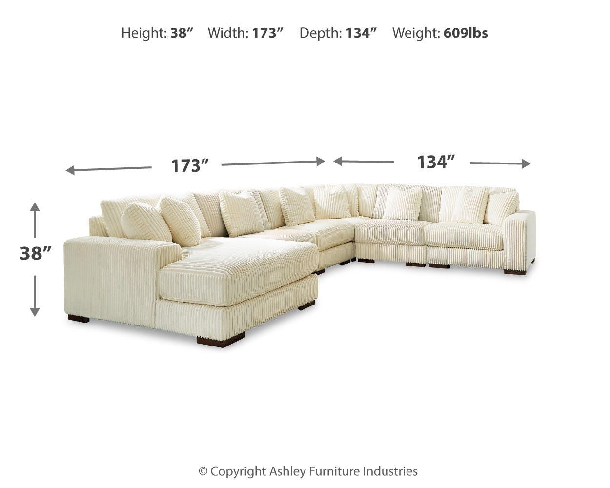 Sala Modular con Chaise Longue Lindyn 6 Piezas