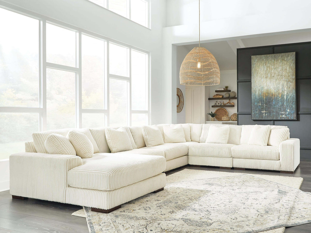 Sala Modular con Chaise Longue Lindyn 6 Piezas Marfil 97 cm – detalle 2
