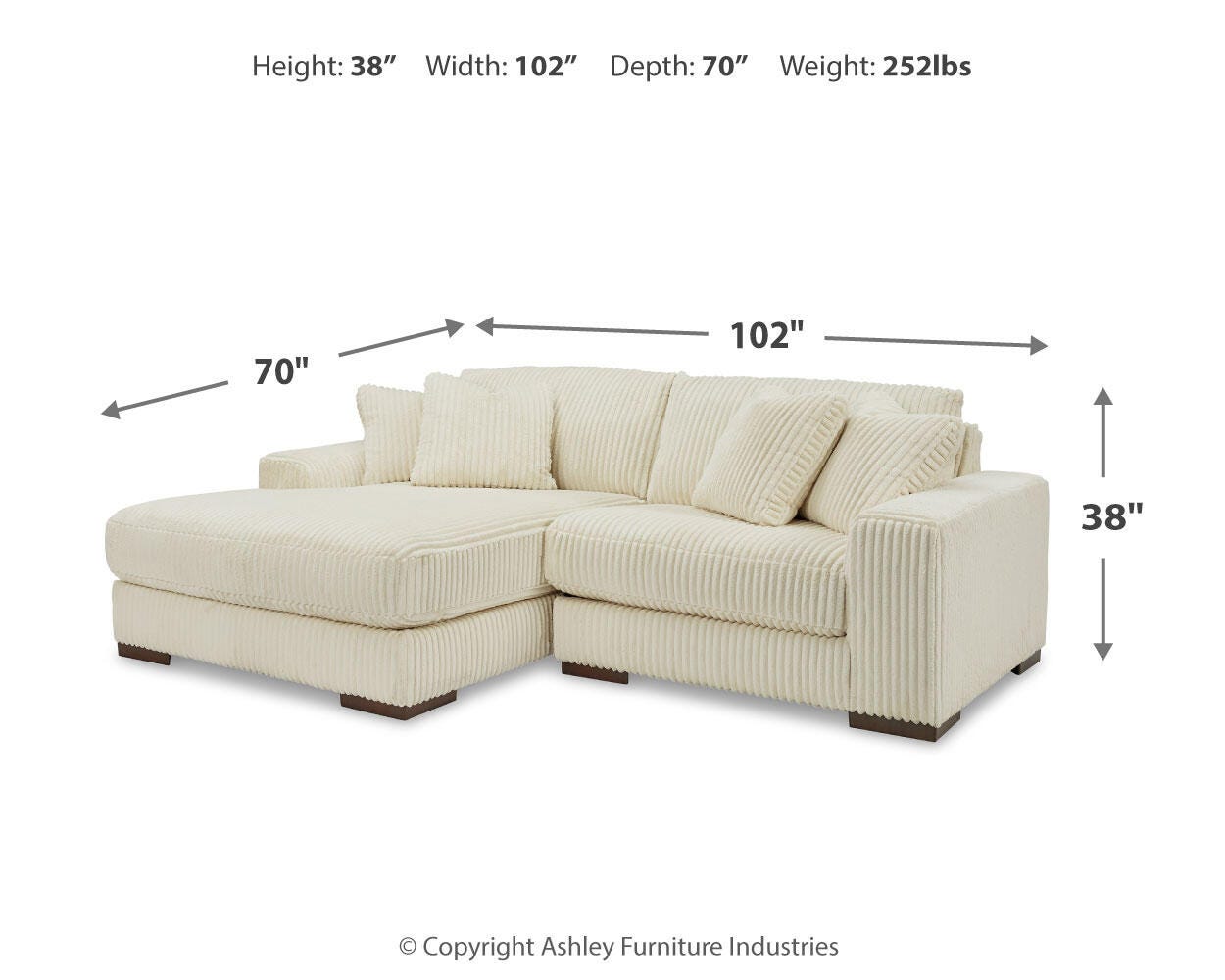 Sala Modular con Chaise Longue Lindyn 2 Piezas