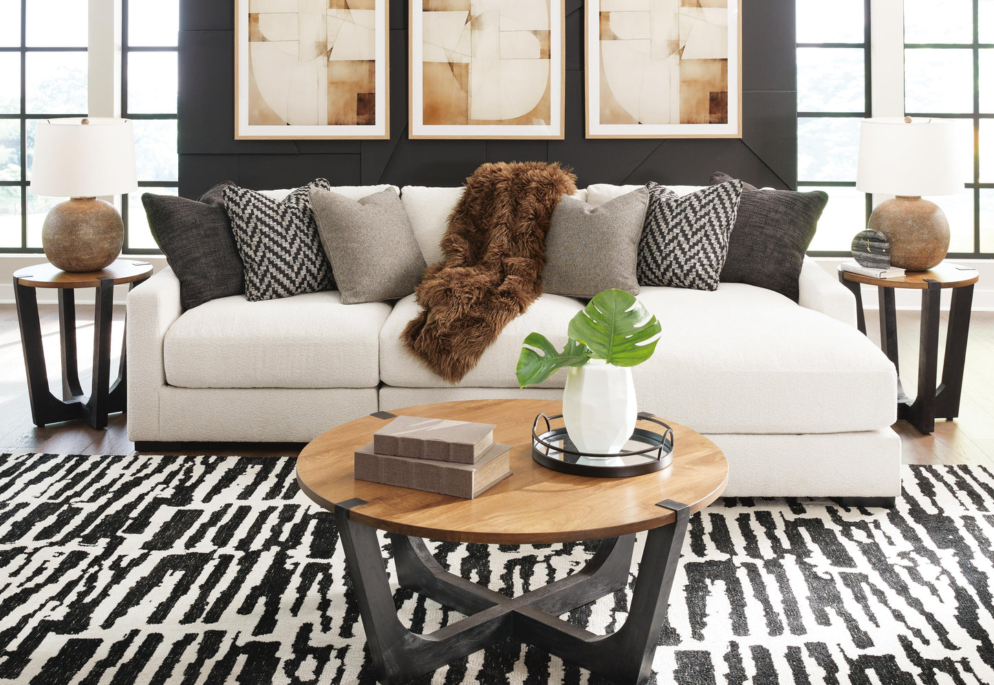 Sala Modular con Chaise Longue Elissa Court 3 Piezas