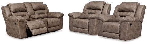 Sofá 2 Puestos Reclinable y 2 Sillas Reclinables Stoneland