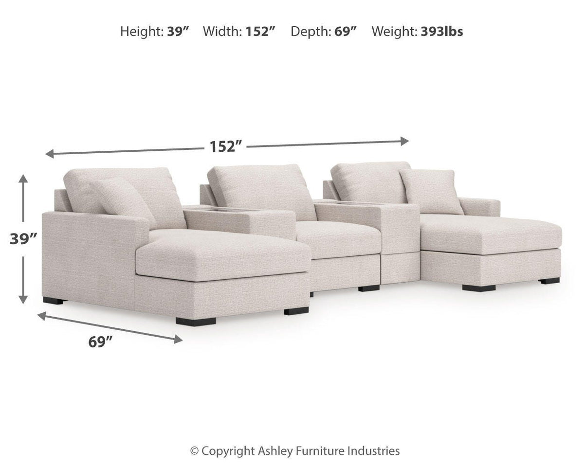 Sala Modular con Chaise Longue y Consolas con Almacenamiento Omaha by Ashley 5 Piezas – medidas