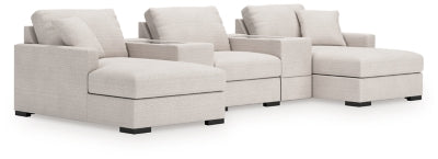 Sala Modular con Chaise Longue y Consolas con Almacenamiento Omaha by Ashley 5 Piezas – vista frontal