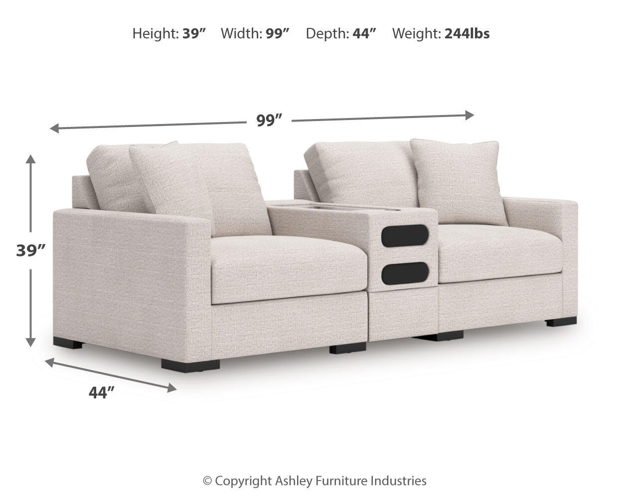 Sofá de Dos Puestos Omaha by Ashley 3 Piezas Modular con Audio System