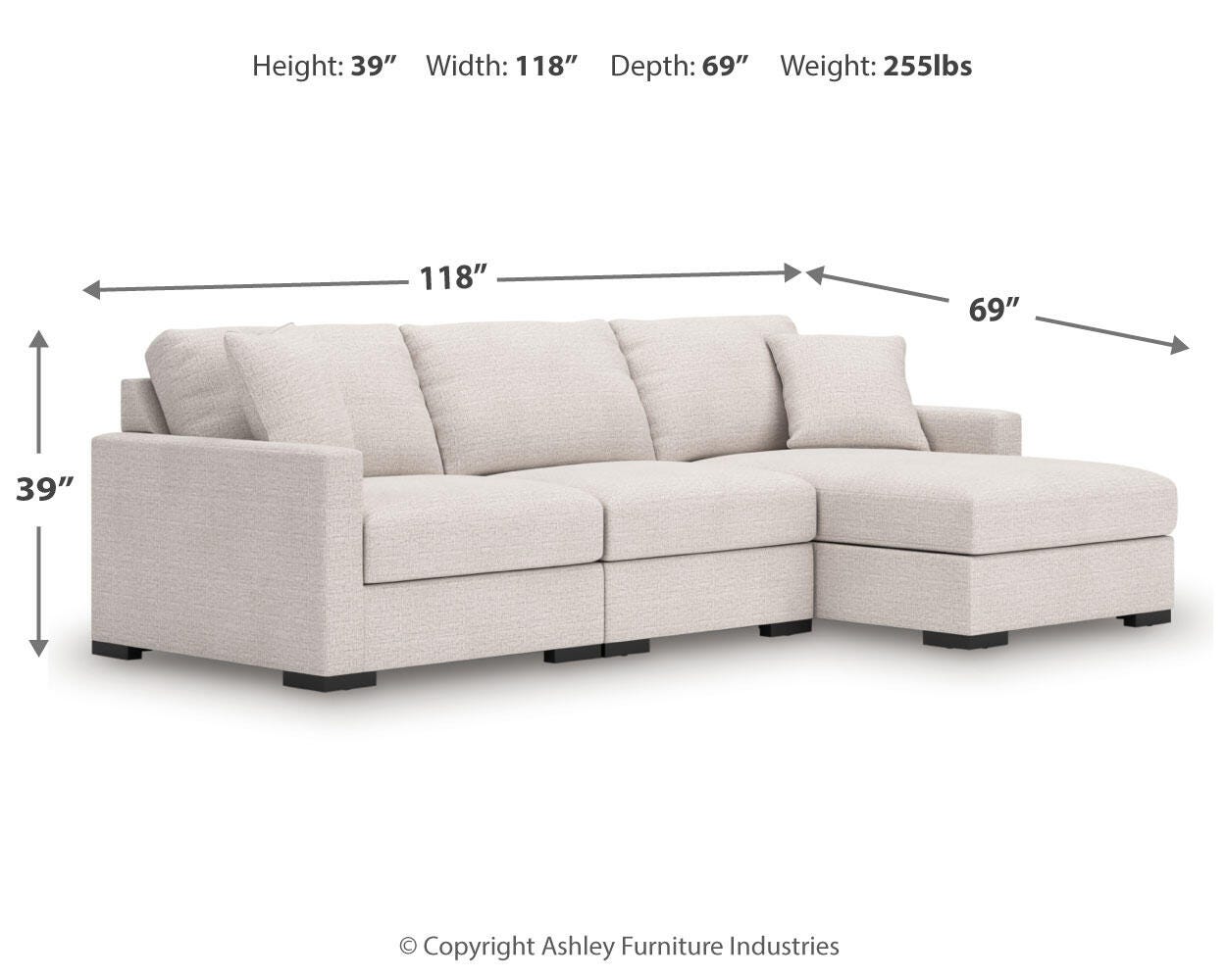 Sala Modular con Chaise Longue Omaha by Ashley 3 Piezas