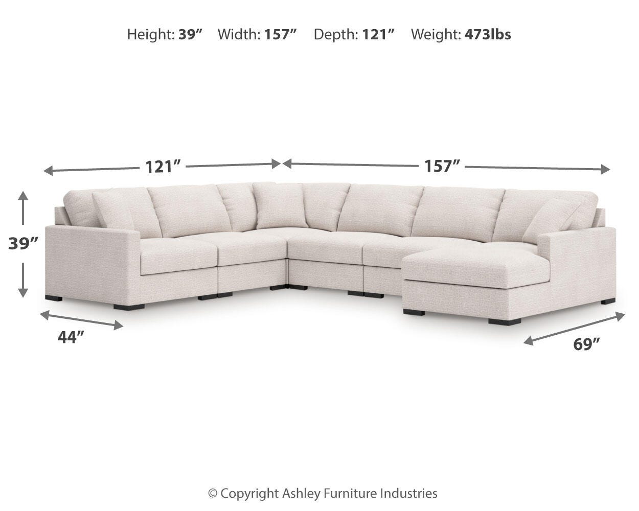 Sala Modular con Chaise Longue Omaha by Ashley 6 Piezas