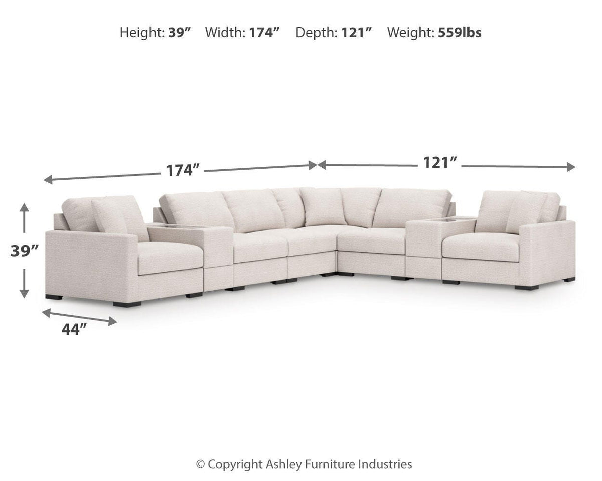 Sala Modular con Consolas con Almacenamiento Omaha by Ashley 8 Piezas – medidas