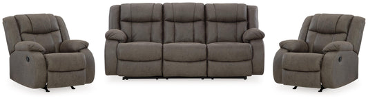 Sofá Reclinable 3 Puestos y 2 Sillas Reclinables First Base – vista frontal