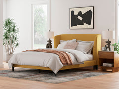 Cama Queen Tapizada con Listones Rodantes Maloken