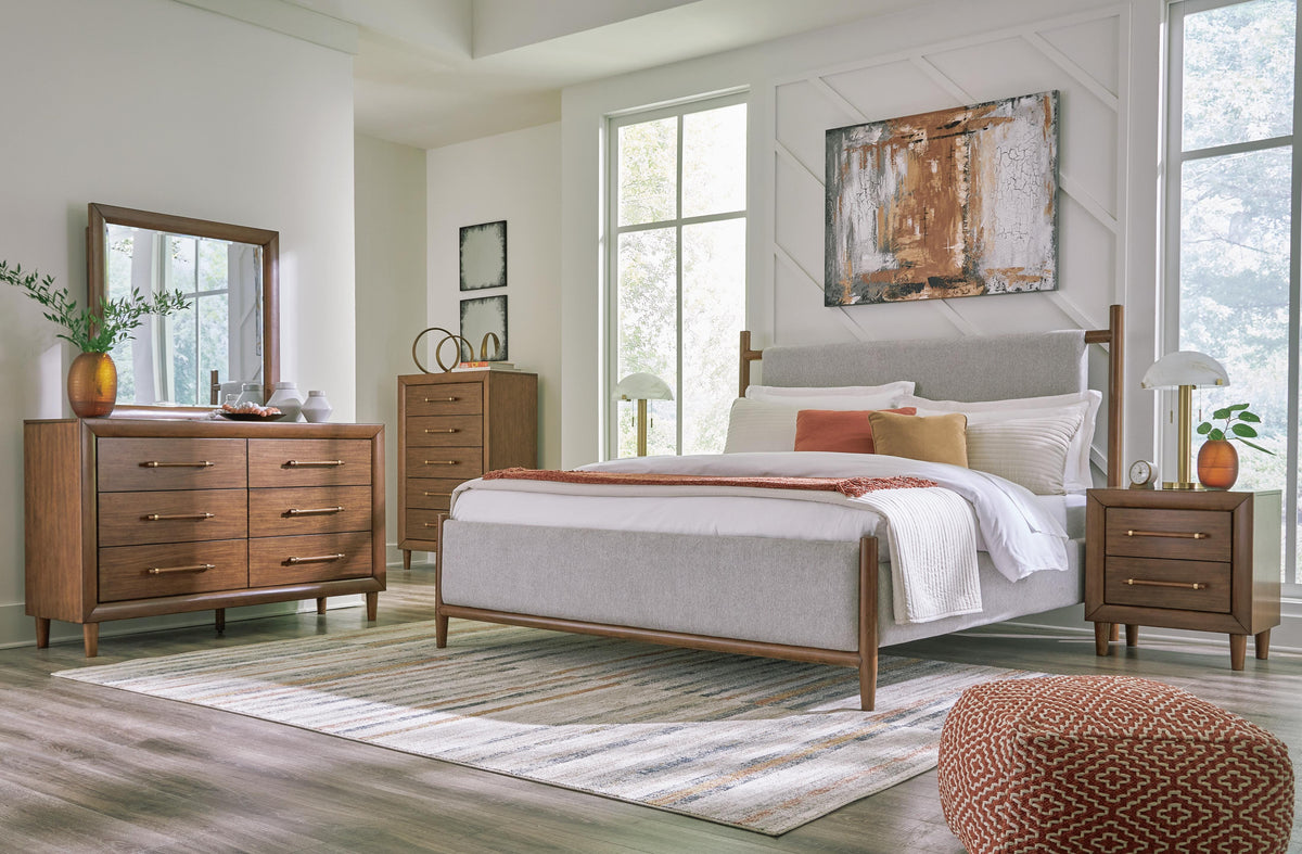 Cama Tapizada Lyncott King Americana Café 147 cm – detalle 6