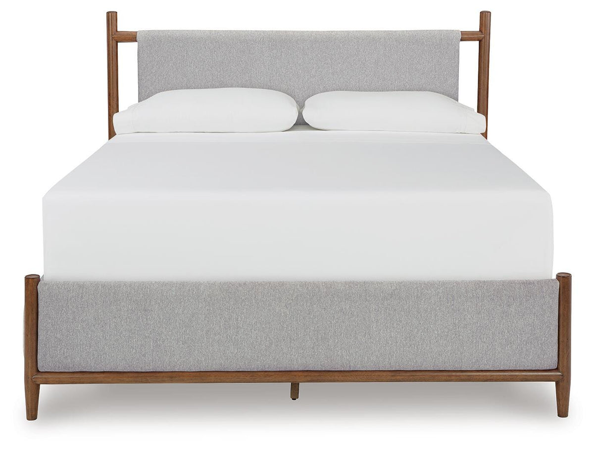 Cama Tapizada Lyncott King Americana Café 147 cm – detalle 1