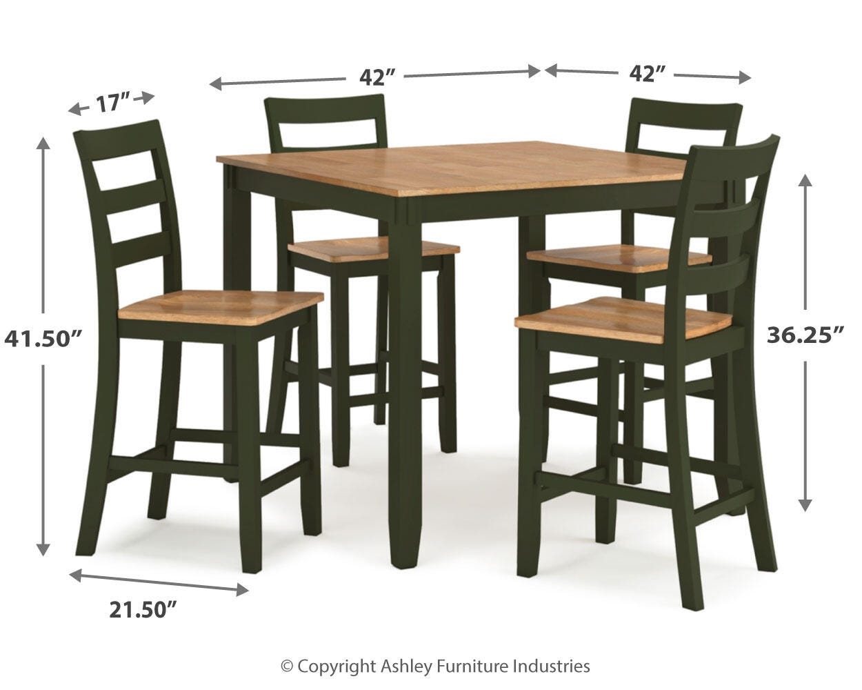 Mesa de Comedor Altura Desayunador y 4 Taburetes de Bar Gesthaven