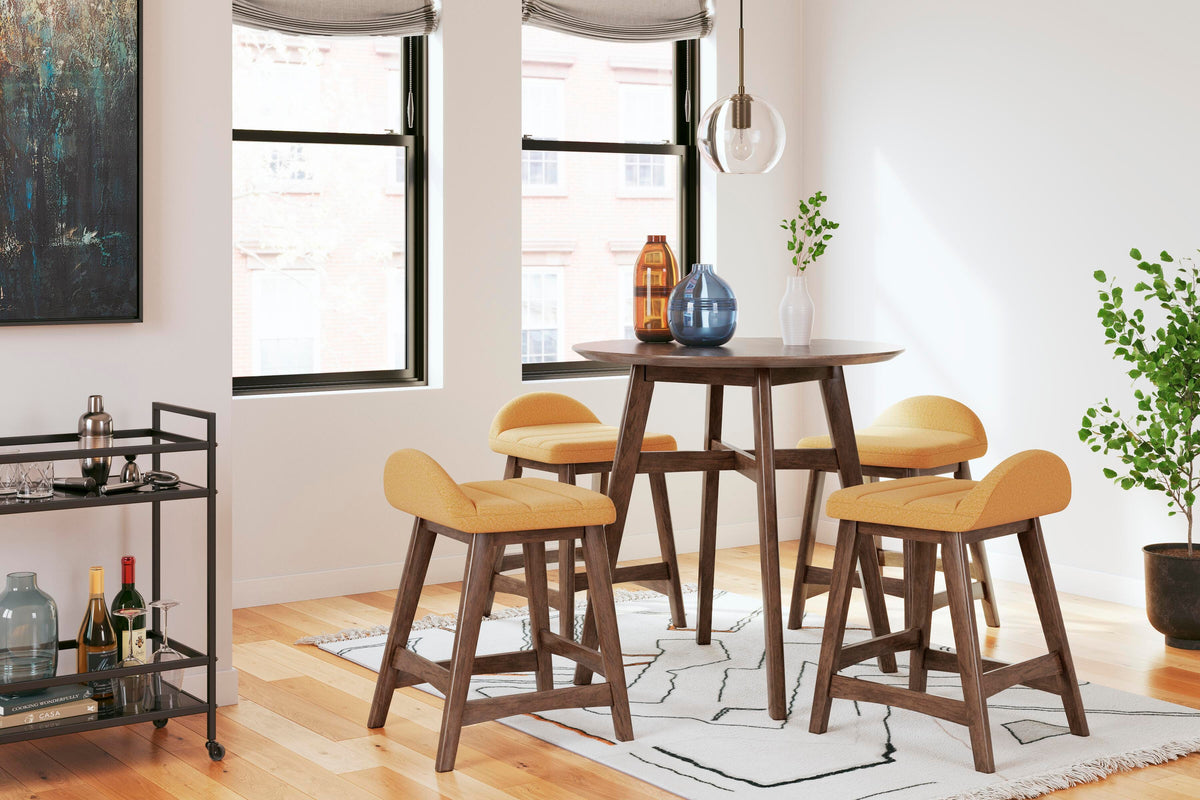 Butaco de Barra Alto Lyncott Mostaza/Café – detalle 12