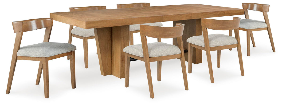 Mesa de Comedor y 6 Sillas Kristiland Café Claro – vista frontal