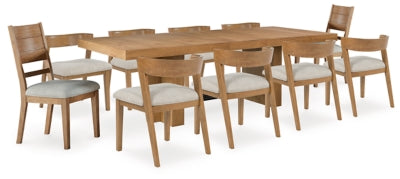 Mesa de Comedor y 10 Sillas Kristiland Café Claro – vista frontal