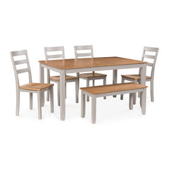 Mesa de Comedor y 4 Sillas y Banco (Juego de 6) Gesthaven