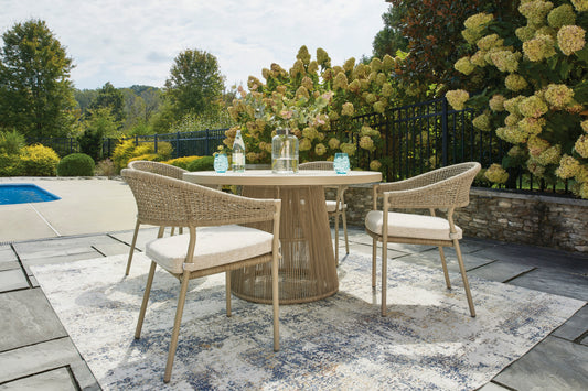 Set de 5 piezas exterior Ocean Park : Mesa de comedor + 4 sillas