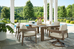 Serene Bay Comedor: mesa + 4 sillas con brazos (2 cajas) + 1 silla giratoria