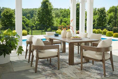 Serene Bay Comedor sillas fijas: mesa + 6 sillas con brazos (3 cajas)